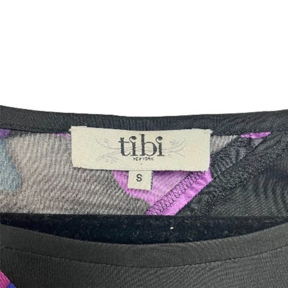 Tibi Sheath Mini Dress Black/Purple Boat Neck S - Picture 3 of 9